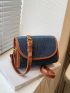 Contrast Binding Square Bag Mini Flap Denim