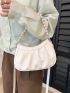 Small Hobo Bag Ruched Detail Pearl Decor