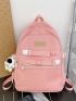 Letter Graphic Classic Backpack With Bag Charm Oxford