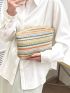 Striped Pattern Straw Bag Small Vacation