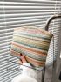 Striped Pattern Straw Bag Small Vacation