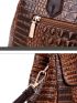 Crocodile Embossed Top Handle Bag Small Elegant