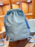 Flower Embroidered Drawstring Backpack Oversized