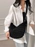 Oversized Ruched Bag Solid Black Fashion Style