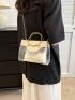 Clear Square Bag Letter Embossed Detail Double Ring Chain Strap With Inner Pouch