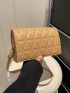Small Square Bag Quilted Khaki Flap Design