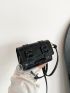 Mini Messenger Bag Buckle Decor Solid Black