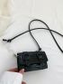 Mini Messenger Bag Buckle Decor Solid Black