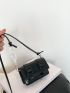 Mini Messenger Bag Buckle Decor Solid Black
