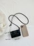 Mini Messenger Bag Buckle Decor Solid Black