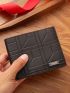 Geometric Embossed Small Wallet Metal Detail Fold Over