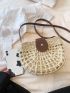 Medium Straw Bag Colorblock For Vacation