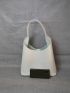 Solid White Bucket Bag With Inner Pouch Minimalist Style