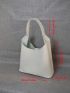 Solid White Bucket Bag With Inner Pouch Minimalist Style