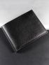 Black Small Wallet Solid Color Fold Over