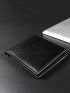 Black Small Wallet Solid Color Fold Over