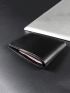 Black Small Wallet Solid Color Fold Over
