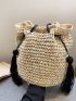 Medium Straw Bag Tassel Decor For Vacation