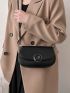 Circle Decor Flap Saddle Bag Fashion Black