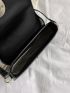 Circle Decor Flap Saddle Bag Fashion Black