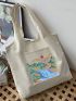 Landscape Graphic Shopper Bag Canvas Casual