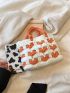 Small Crochet Bag Two Tone Double Handle No-closure Polyester