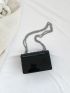 Mini Metal Decor Flap Square Bag Chain Fashion