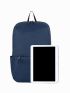 Blue Laptop Backpack Pocket Front Adjustable Strap For Daily