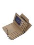 Khaki Small Wallet Minimalist Tri-Fold With Zipper For Daily