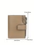 Khaki Small Wallet Minimalist Tri-Fold With Zipper For Daily