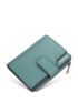 Navy Blue Small Wallet Minimalist Tri-Fold With Zipper For Daily