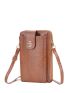 Crocodile Embossed Phone Wallet Brown Fashionable Pocket Front For Daily