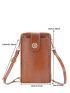 Crocodile Embossed Phone Wallet Brown Fashionable Pocket Front For Daily