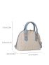 Small Straw Bag Colorblock Double Handle For Vacation