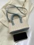 Small Straw Bag Colorblock Double Handle For Vacation