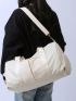 Beige Minimalist Duffel Bag With Shoes Compartment Double Handle For Travel & Gym