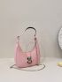 Mini Hobo Bag Release Buckle Decor Chain Strap For Daily