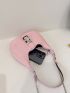 Mini Hobo Bag Release Buckle Decor Chain Strap For Daily