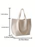 Studded Decor Bucket Bag Beige Minimalist Double Handle For Work