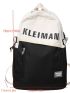 Two Tone Laptop Backpack Letter Pattern Zipper Front Decor Adjustable Strap For School