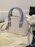 Small Straw Bag Colorblock Double Handle For Vacation