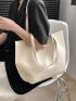 Studded Decor Bucket Bag Beige Minimalist Double Handle For Work