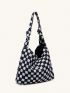 Chessboard Pattern Hobo Bag Large Capacity Top Handle For Daily