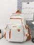 Letter Embroidered Casual Daypack Preppy Release Buckle Decor For School