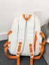 Letter Embroidered Casual Daypack Preppy Release Buckle Decor For School