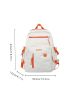 Letter Embroidered Casual Daypack Preppy Release Buckle Decor For School