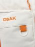 Letter Embroidered Casual Daypack Preppy Release Buckle Decor For School