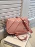 Mini Square Bag Fashionable Pink Metal Decor Chain PU
