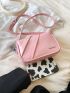 Mini Square Bag Fashionable Pink Metal Decor Chain PU