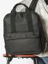 Medium Casual Daypack Preppy Black Polyester For School